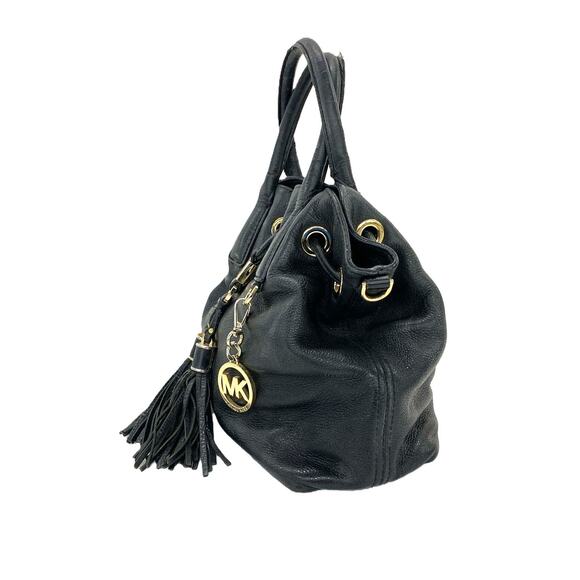 Michael Kors Distressed Pebbled Leather Double Tassel Drawstring Satchel - Picture 4 of 9